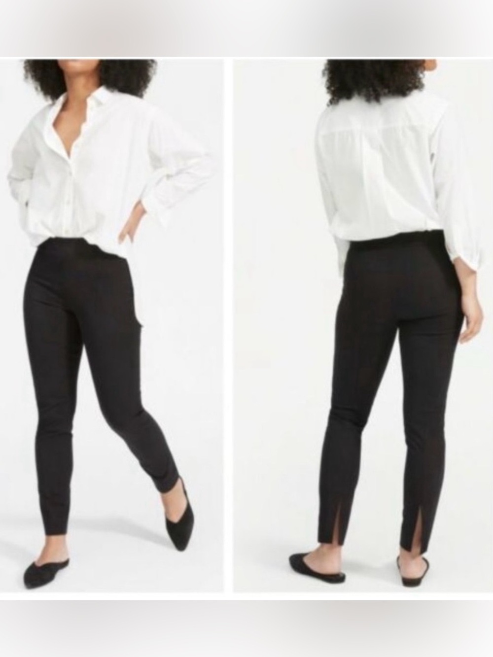 New Everlane Black Work Pants Side Zip Ankle Slits Size 14